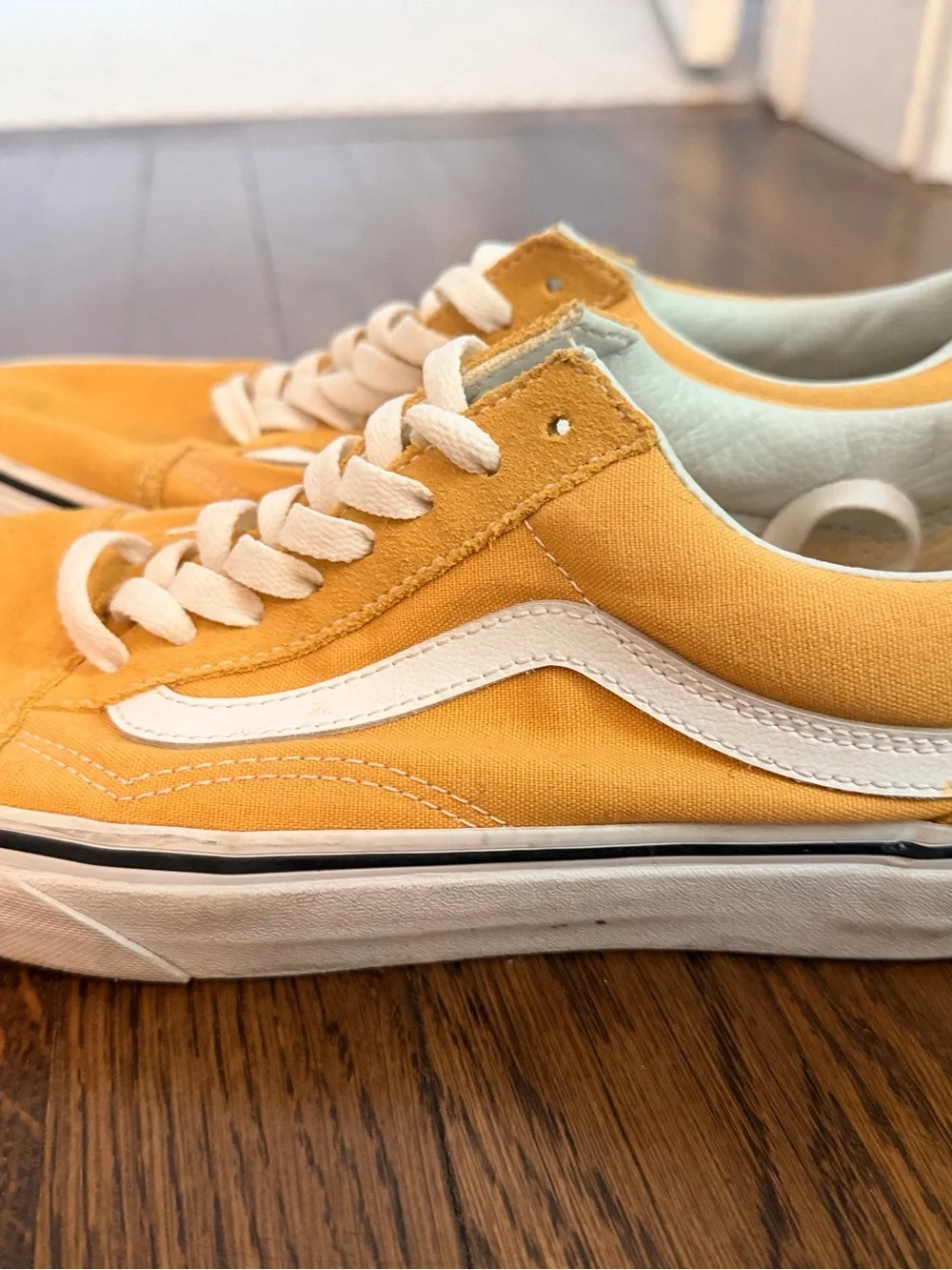 Van’s Old Skool Yellow Suede Low-Top Sneakers with White Stripe